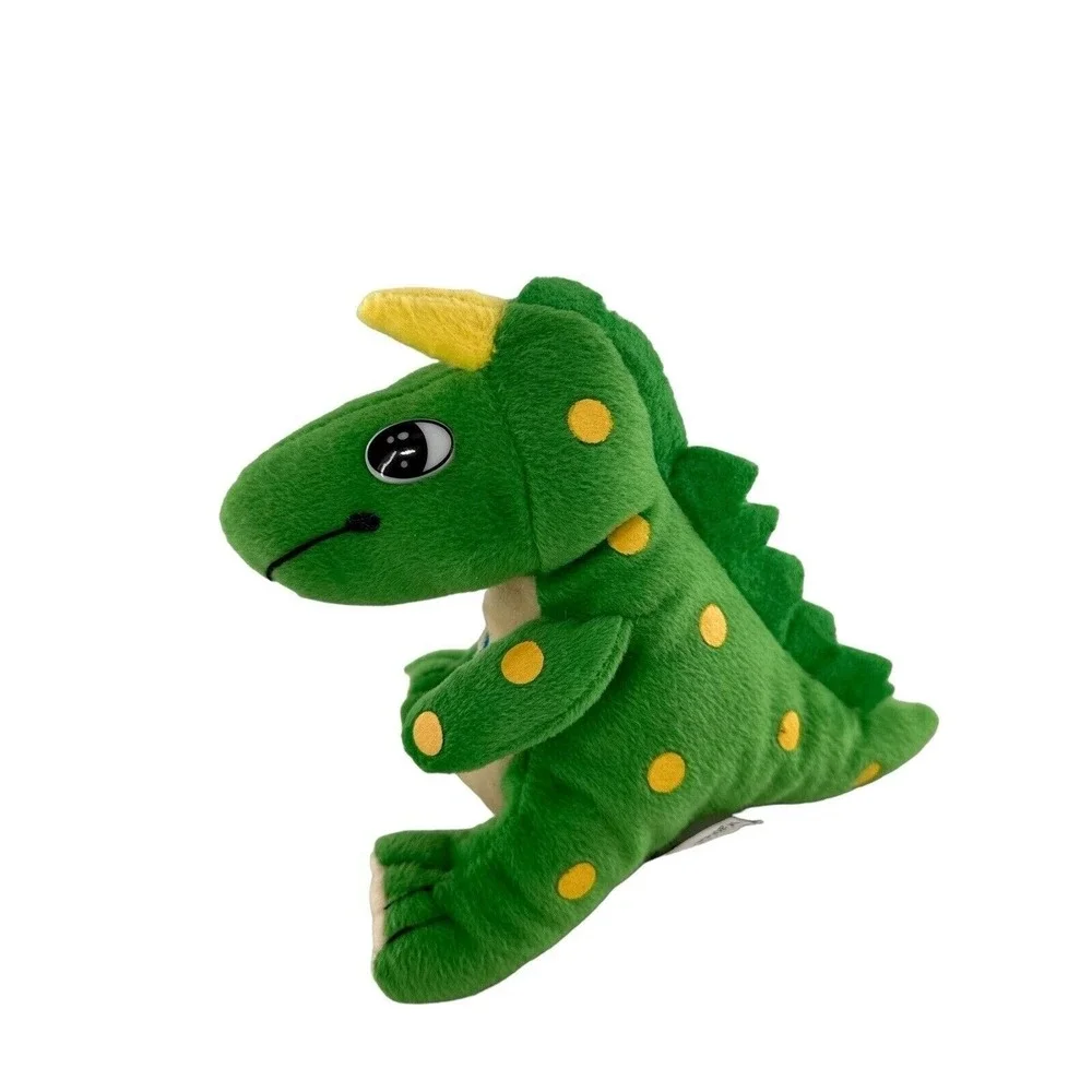 Fidelis Care Green Dinosaur Plush Stuffed Toy With Yellow Horn & Polka Dots 9